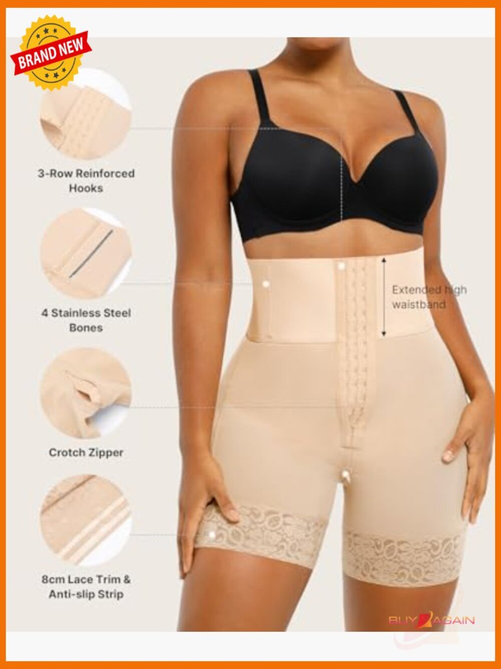 High Waisted Tummy Control Shapewear Shorts Butt Lifting Body Shaper for Women - Picture 3 of 7